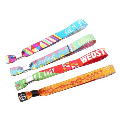 Custom Polyester Festival Woven Wristband Bracelet Cloth Fabric Wrist bands TNT Shipping