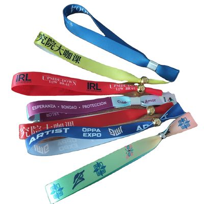 Ribbon Fabric Armbands in Green ID Polyester Wristbands for Events and Festivals