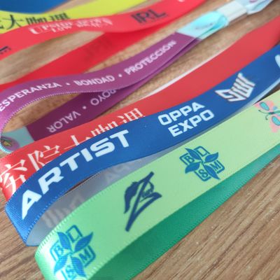 Ribbon Fabric Armbands in Green ID Polyester Wristbands for Events and Festivals