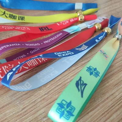 Ribbon Fabric Armbands in Green ID Polyester Wristbands for Events and Festivals