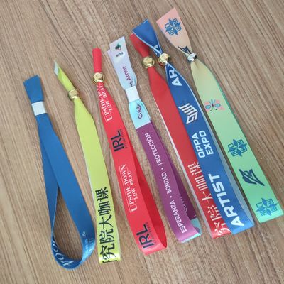 Ribbon Fabric Armbands in Green ID Polyester Wristbands for Events and Festivals