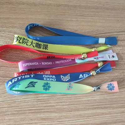 Ribbon Fabric Armbands in Green ID Polyester Wristbands for Events and Festivals