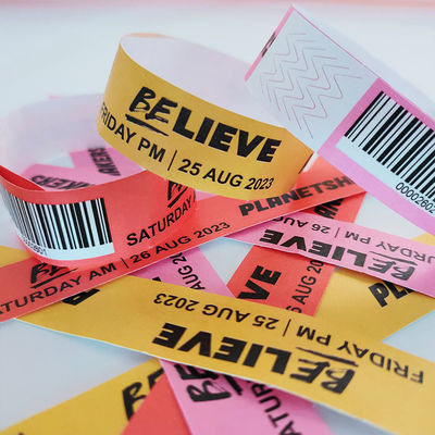 Blue Custom Printing Dupont/Tyvek Wristbands for Events/Festival 250*25mm Band Width