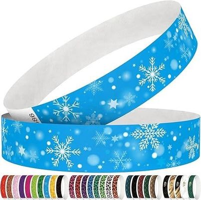 Disposable Tyvek Wristband for Events Custom QR Code Waterproof Red One Color Printing