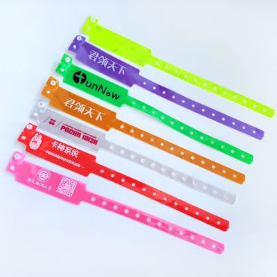 Events Party BANGLES Neon Color Custom Lock ID Plastic Vinyl Wristbands in Wide Shape