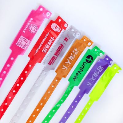 Events Party BANGLES Neon Color Custom Lock ID Plastic Vinyl Wristbands in Wide Shape