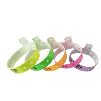 Identification Plastic Vinyl Wristbands Custom Lock Neon Color for Events Parties