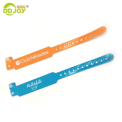 Clear Identification PVC Button Bracelets One Time and Customized Design for Hotels