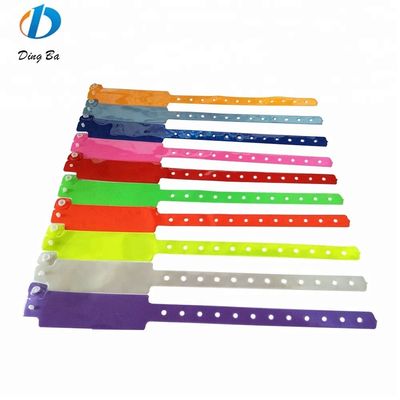 250*25mm PVC Wristband Custom Neon Color Plastic Bracelet for Hotel Identification
