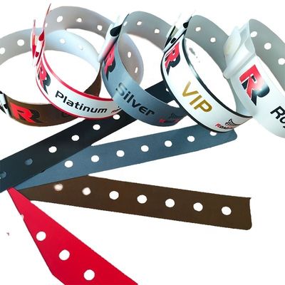 250*25mm/250*19mm Custom One Time Waterproof Plastic Wristband for Park/Events/Festival