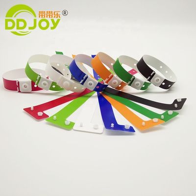 250*25mm/250*19mm Custom One Time Waterproof Plastic Wristband for Park/Events/Festival