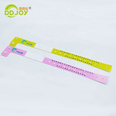 250*25mm/250*19mm Custom One Time Waterproof Plastic Wristband for Park/Events/Festival
