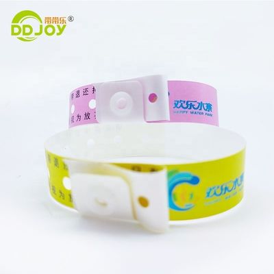 250*25mm/250*19mm Custom One Time Waterproof Plastic Wristband for Park/Events/Festival