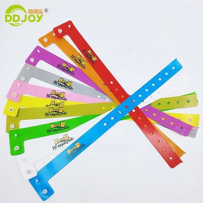 250*25mm/250*19mm Custom One Time Waterproof Plastic Wristband for Park/Events/Festival