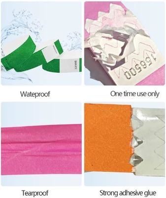 Printed Paper Tyvek Wristband for Events and Party Tear Resistant OEM Logo Acceptable