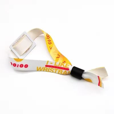 350*15mm Regular Size RFID Wristbands Satin Fabric with Custom Logo and Text Printing