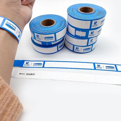 Customized Logo Blue Synthetic Paper Wristband Bracelet for Scenic Admission Tickets