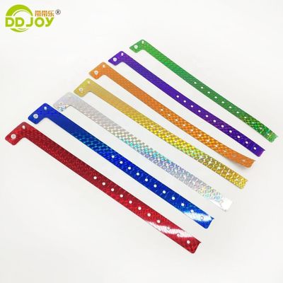 Snap Clasp L Shape Holographic Glitter Entertainment Wrist Band Bracelet Tickets