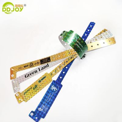 Snap Clasp L Shape Holographic Glitter Entertainment Wrist Band Bracelet Tickets