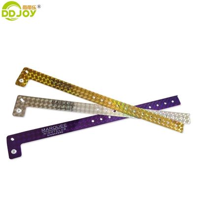 Snap Clasp L Shape Holographic Glitter Entertainment Wrist Band Bracelet Tickets