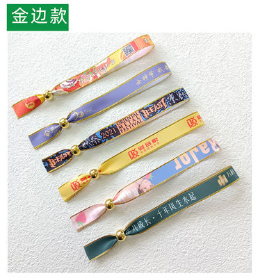 Safe and Durable Satin Fabric Wristbands for Event Festivals Customizable Design