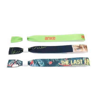 Blue Satin Fabric One Time Custom Event Festival Party Wristbands with Logo Printing