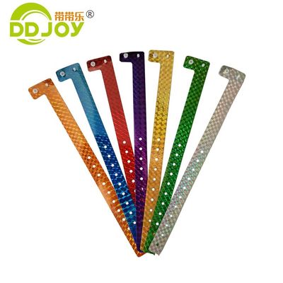 Custom Holographic Bracelet Anti-Allergy Red Plastic L Shape Glitter Wristband for Events