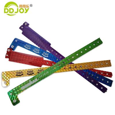 Custom Holographic Bracelet Anti-Allergy Red Plastic L Shape Glitter Wristband for Events