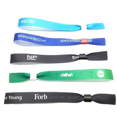 Custom RFID Chip Satin Fabric Wristbands in Yellow for Party and Event Management