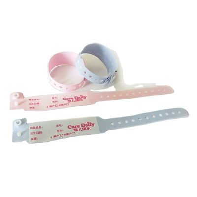 Soft One Time Customized Medical Wristband for Kids Pink Color 250*25mm Adult Size OEM