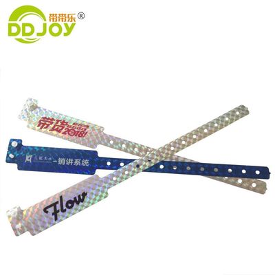 Glitter ID Wristband Custom Logo Printing Hologram Bracelets for Festival Park Tickets