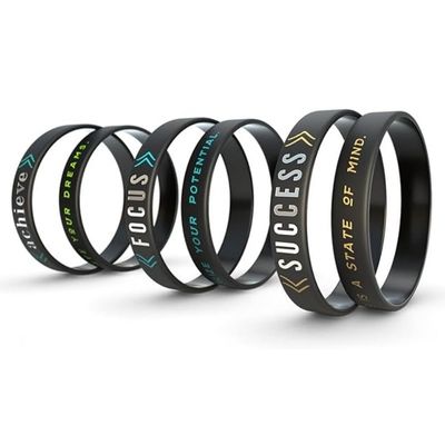 Silk Screen Printing Custom Logo Rubber Bracelet for Events and Party Festivals Gifts