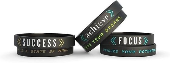 Silk Screen Printing Custom Logo Rubber Bracelet for Events and Party Festivals Gifts