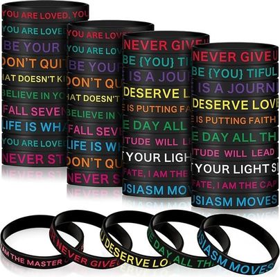 Silk Screen Printing Custom Logo Rubber Bracelet for Events and Party Festivals Gifts