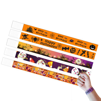 DDJOY 100pcs Happy Halloween Paper Wristbands Waterproof Tyvek Bracelets for Parks