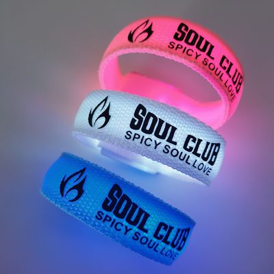 255.16*20mm Custom Printing LED Wrist Band for Parties and Events Glowing in the Dark