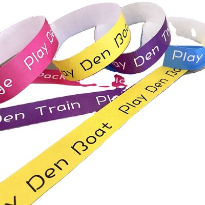 Custom Logo Printed Bracelet Waterproof Paper Tyvek Wristbands Strong Adhesive Closure