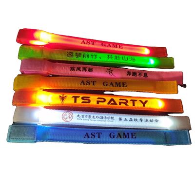 Custom Silk Screen Offset Printing Nylon LED Wristband for Night Running Glow in Dark Armband