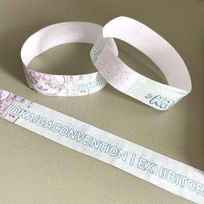 Custom Logo Printed Bracelet Waterproof Paper Tyvek Wristbands Strong Adhesive Closure