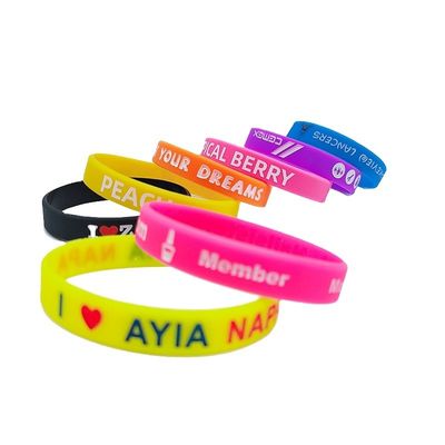Embossed Technique Multicolor Silicone Wristband Rubber Bracelets for Nautical Style