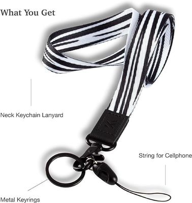 Customed Safety Print Polyester Neck Lanyards with Card Holders Keychain Mobile Phone
