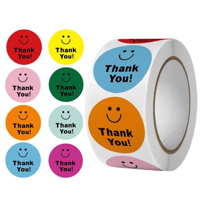 1 Inch 25mm Custom Sticker Cute Rainbow Thank You Sticker for Gift Decoration