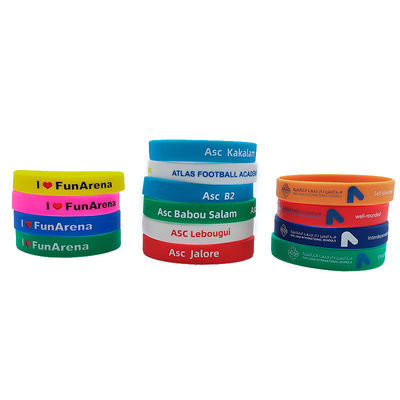 Mix Color Waterproof Silk Screen Printing Rubber Bracelets with ISO9001 Certificate