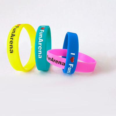 Mix Color Waterproof Silk Screen Printing Rubber Bracelets with ISO9001 Certificate