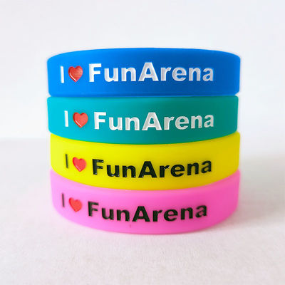 Mix Color Waterproof Silk Screen Printing Rubber Bracelets with ISO9001 Certificate