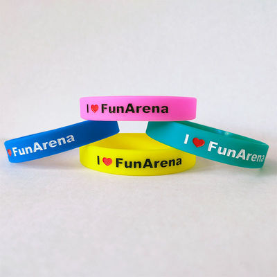 Mix Color Waterproof Silk Screen Printing Rubber Bracelets with ISO9001 Certificate