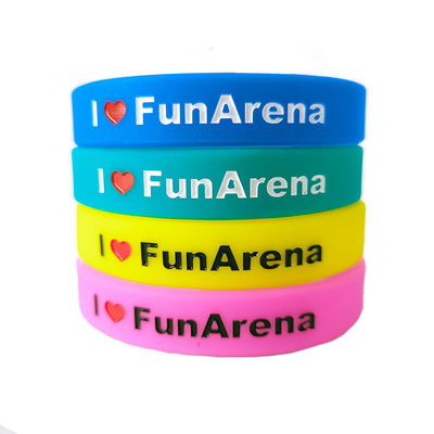 Custom Waterproof Debossed Rubber Bracelets for Events at Made of Silicon Material