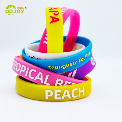 Custom Waterproof Debossed Rubber Bracelets for Events at Made of Silicon Material