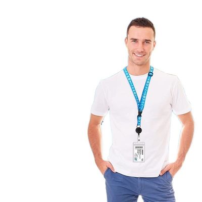 Polyester Lanyard Keychain 6 Color Silk Screen Printing Round Nylon Lanyard With Logo