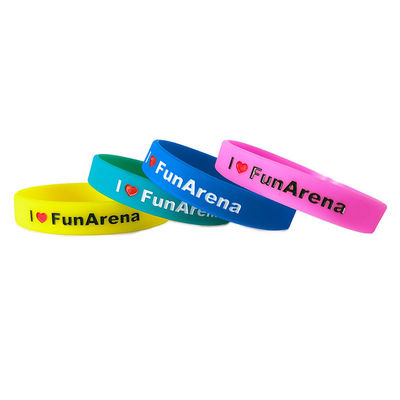 Custom Waterproof Debossed Rubber Bracelets for Events at Made of Silicon Material